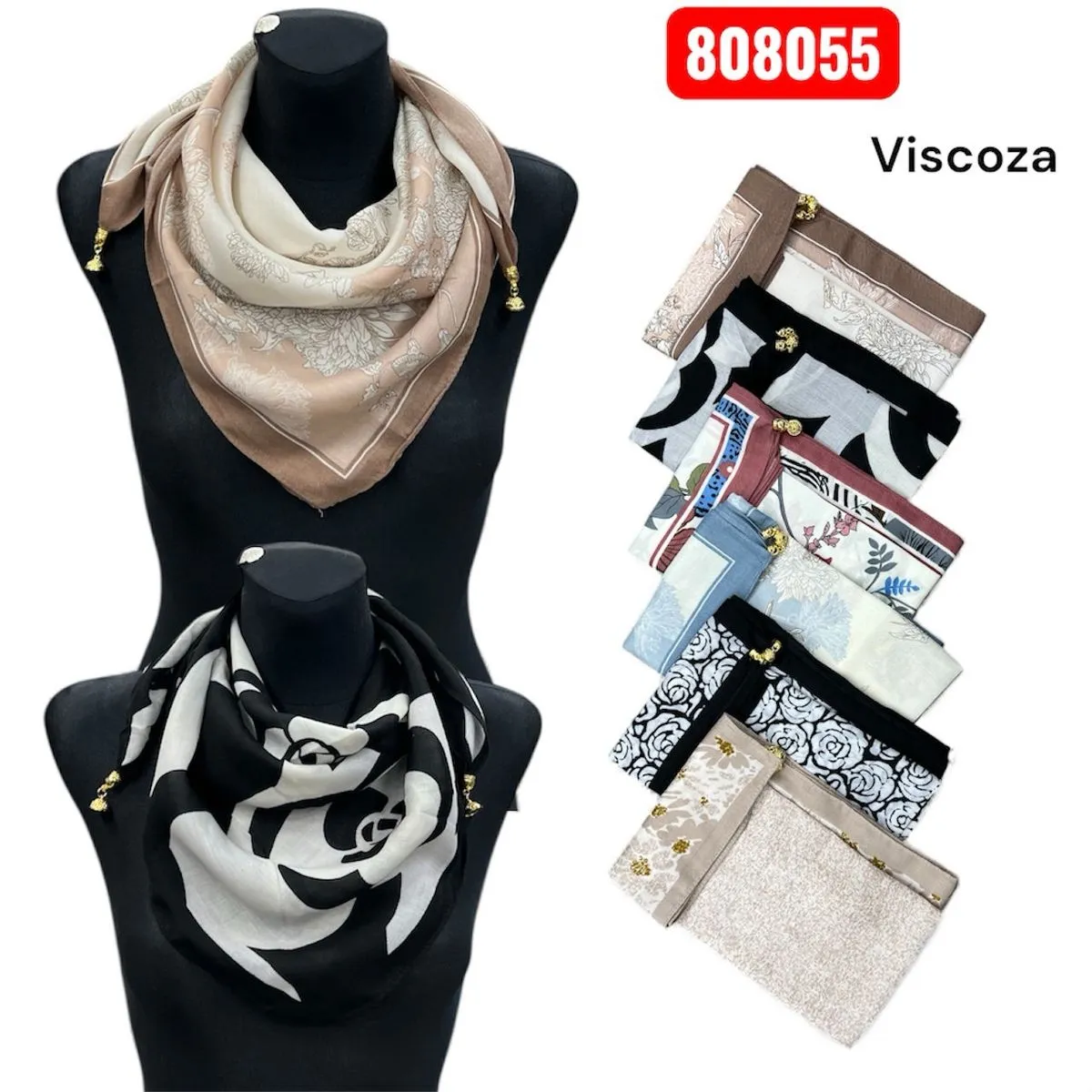 Szaliki damskie viscose wzorzyste 808055