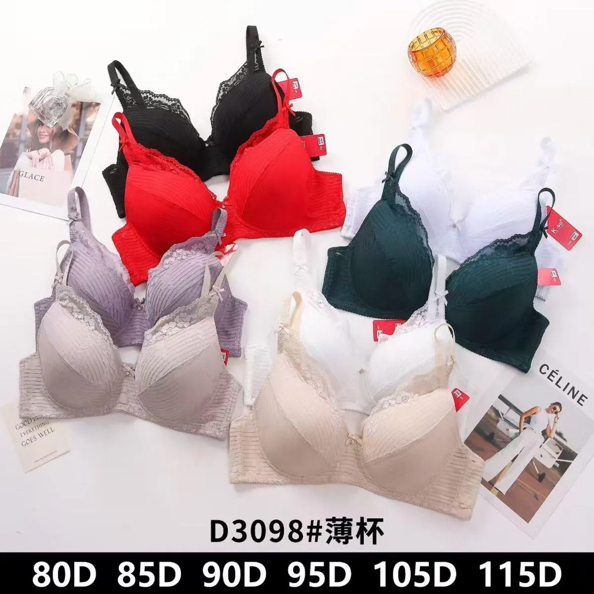 Biustonosz damski push-up D3098, rozmiary 80D-115D