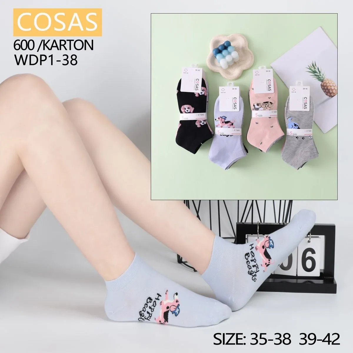 Skarpetki damskie COSASAS WDP1-38/42 z nadrukami