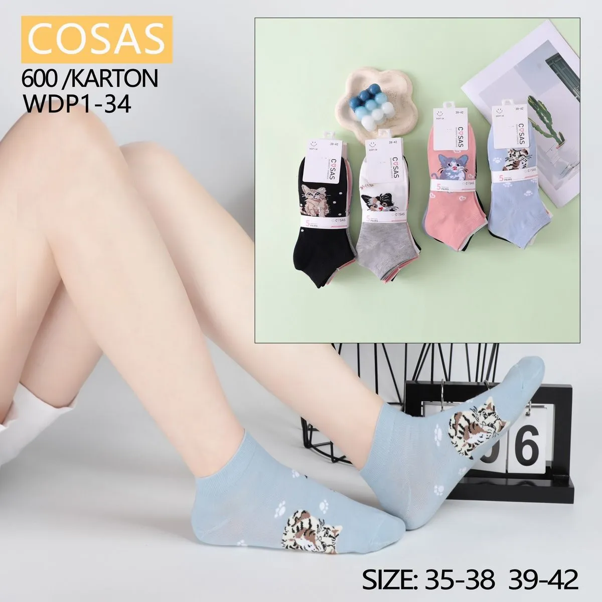 Skarpetki damskie COSASAS z kotami WDP1-34/35-38/39-42