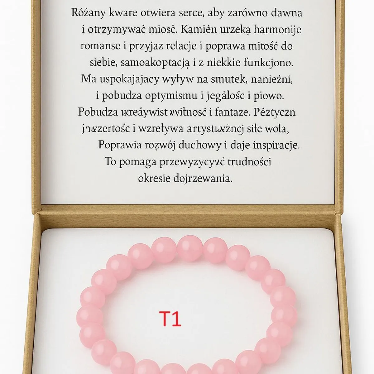 Bransoletka z Różowego Naturalnego Kwarcu T1