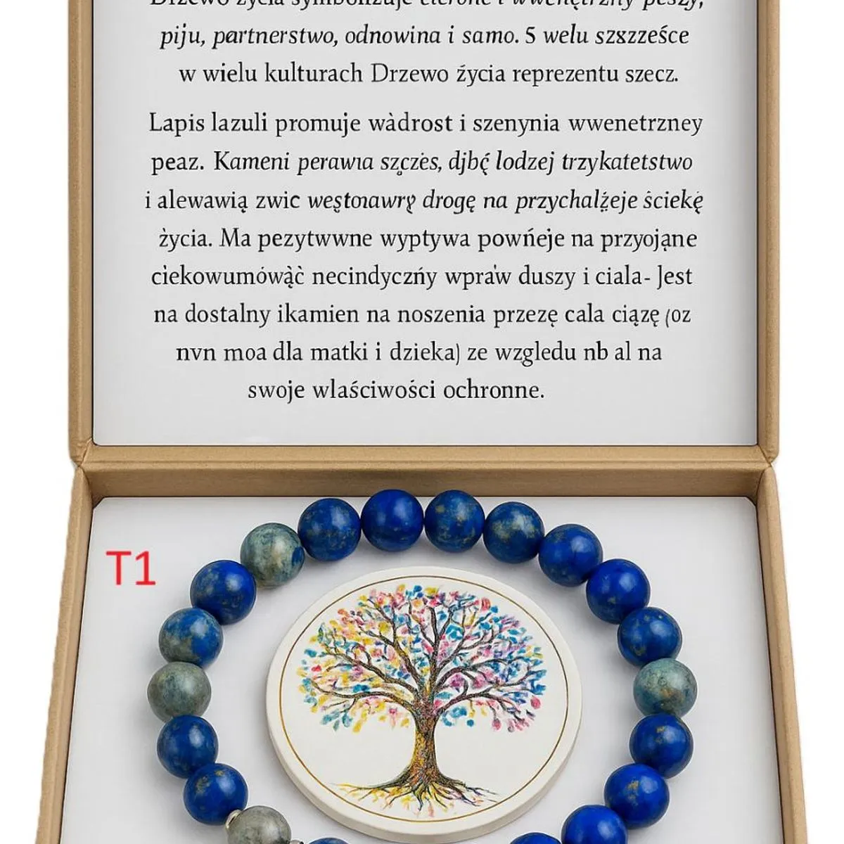 Bransoletka z Naturalnego Lapis LazuL i Drzewem Życia T1