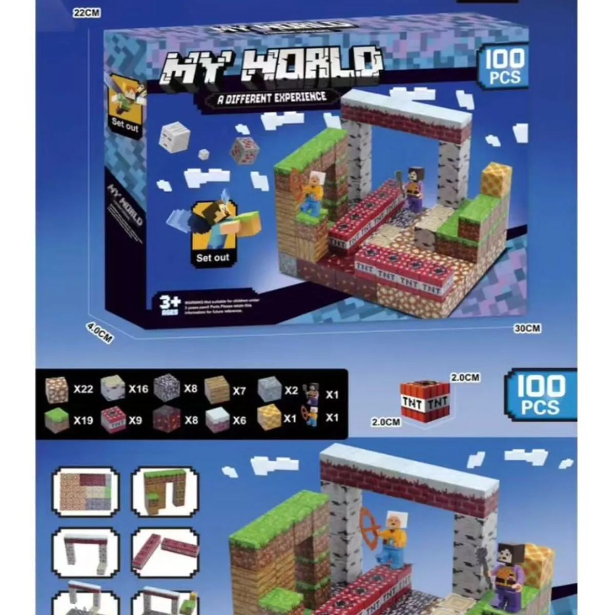Zestaw klocków magnetycznych My World 100PCS Minecraft