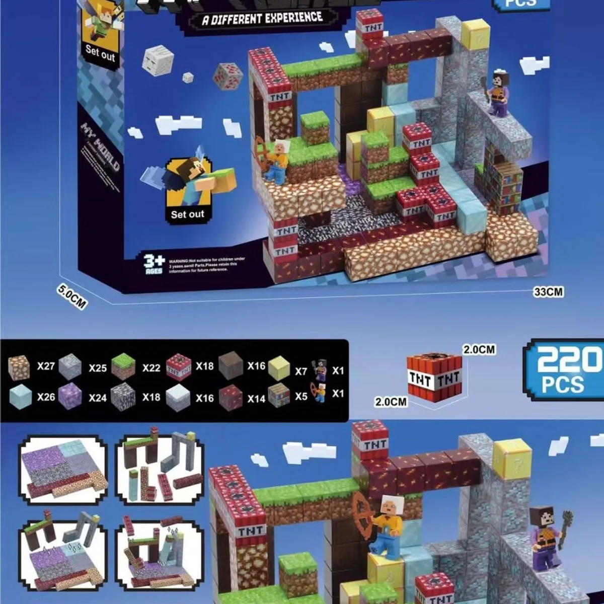 Zabawki Klocki Magnetyczne My World 220PCS