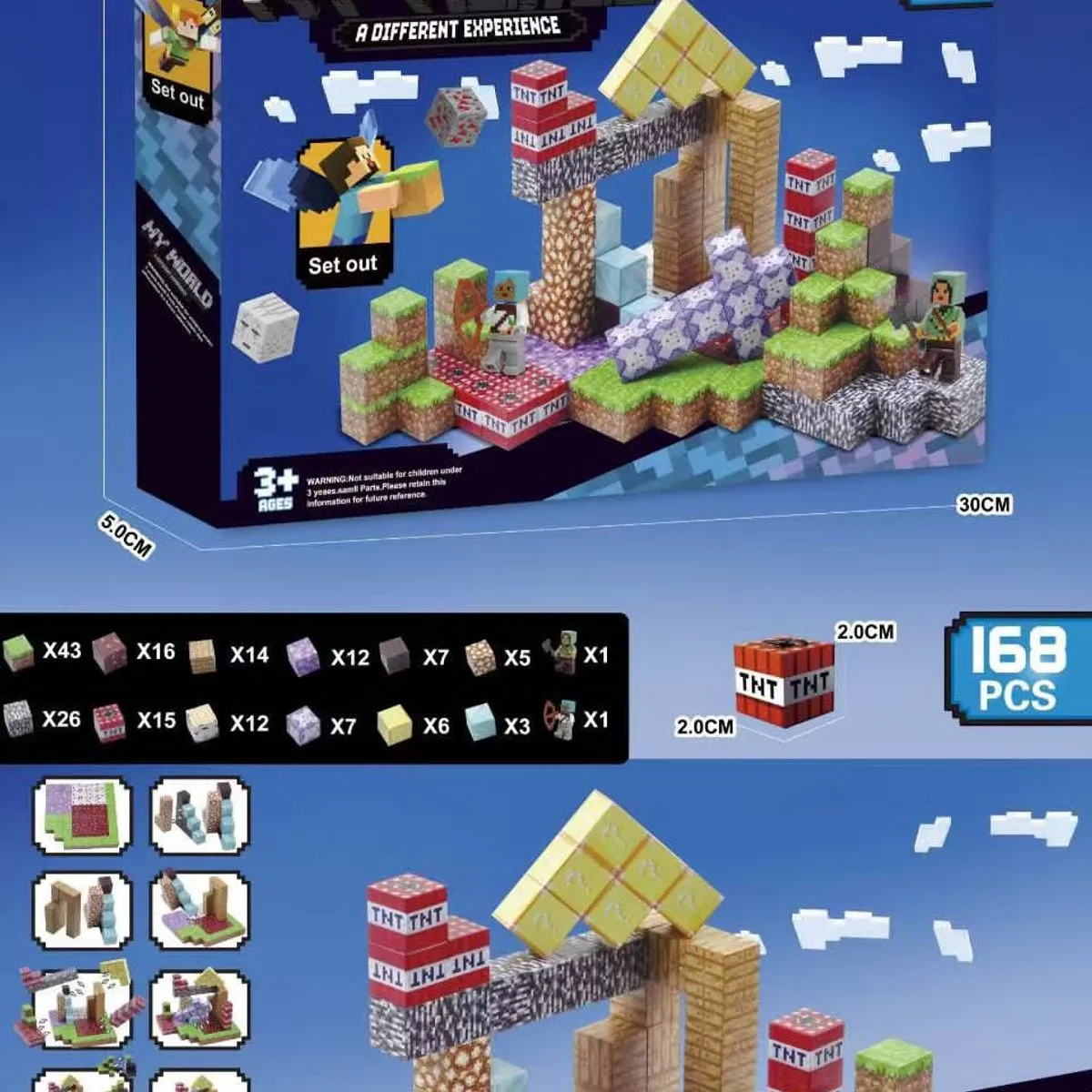 Zabawki Klocki Magnetyczne My World 168PCS
