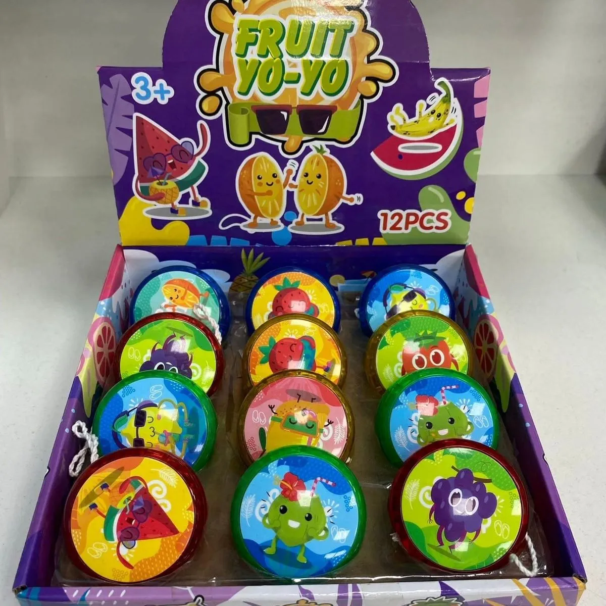 Zabawki Fruit YOYO - Zestaw 12 szt, Kolorowe Wzory Owocowe
