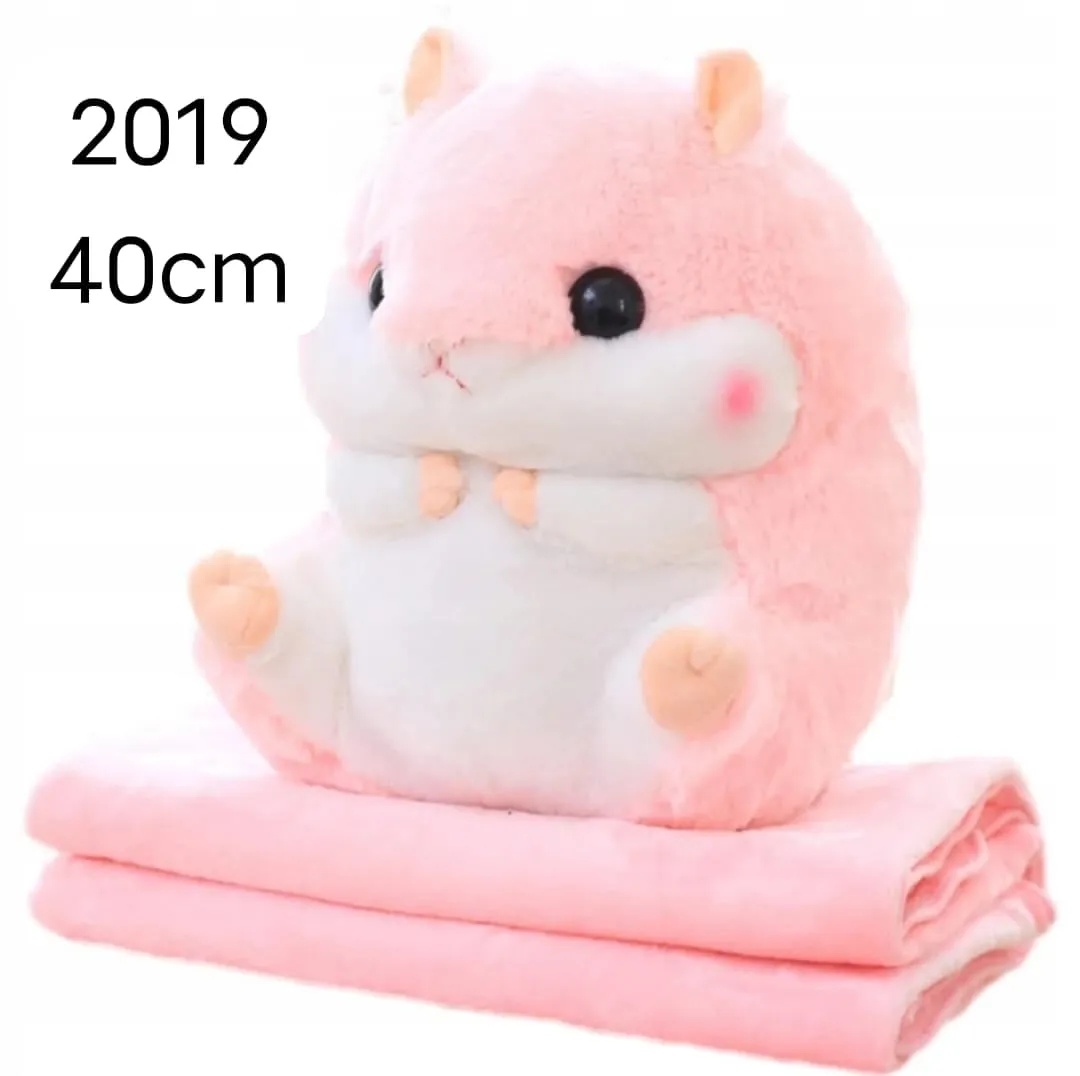 Maskotka Chomik z Kocykiem 40cm Różowy Pluszak 2w1
