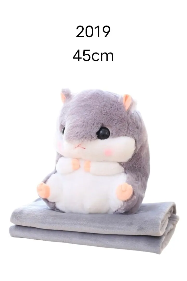 Maskotka chomik z kocykiem 45cm szary pluszak