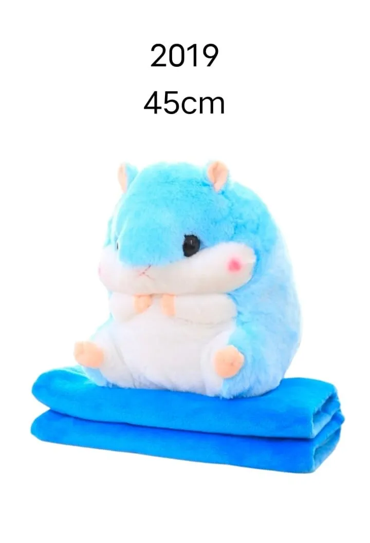 Maskotka Chomik z kocykiem 45cm jasnoniebieski - zestaw 2w1