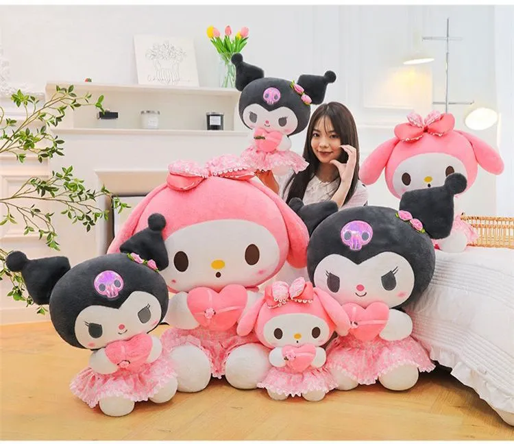 Maskotka Pluszowa Kuromi i My Melody 60cm z Sercem Mix