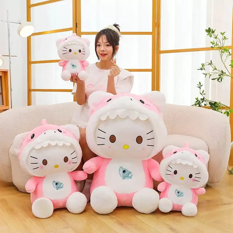 Maskotka Pluszowa 80cm Hello Kitty Kotek w Różowym Kostiumie Rekina