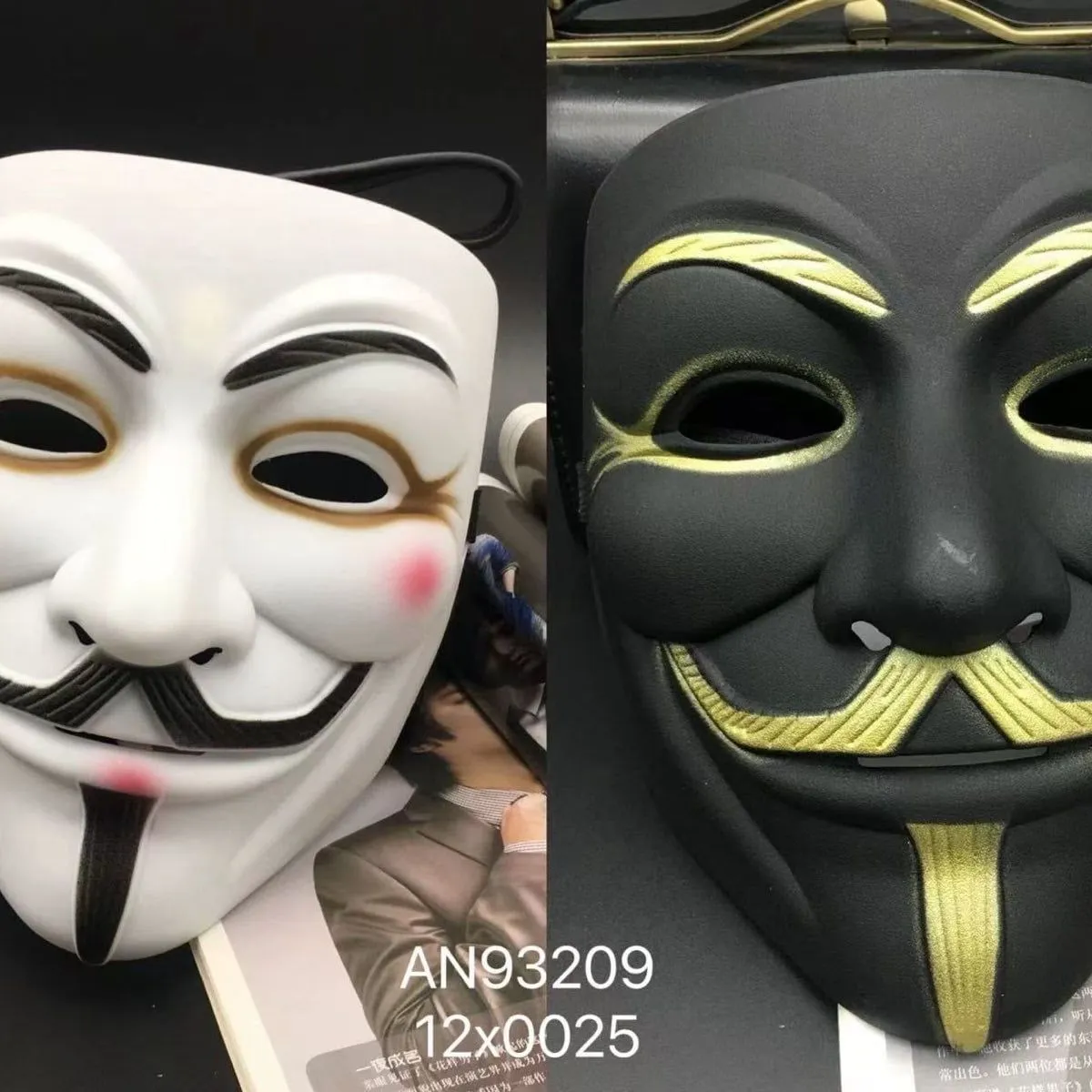 Maska Halloween Guy Fawkes Czarna i Biała