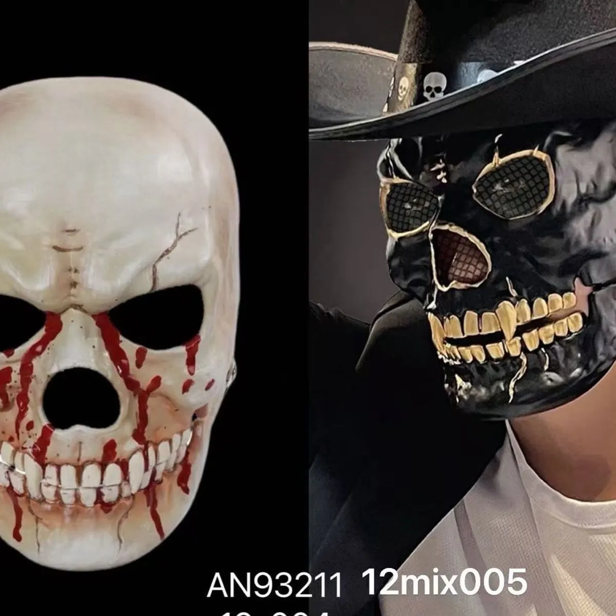 Maska Halloween Czaszka 12 szt mix AN93211