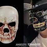 Maska Halloween Czaszka 12 szt mix AN93211