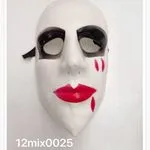 Maska Halloween biała z czarnymi i czerwonymi akcentami 12 szt