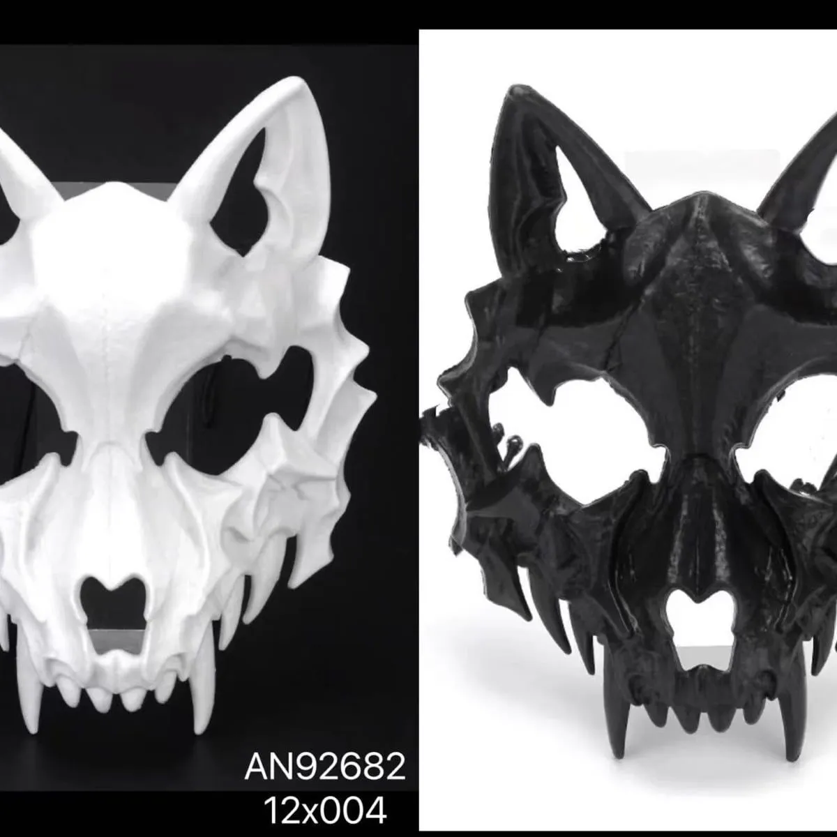 Maska Halloween wilk biały/czarny AN92804
