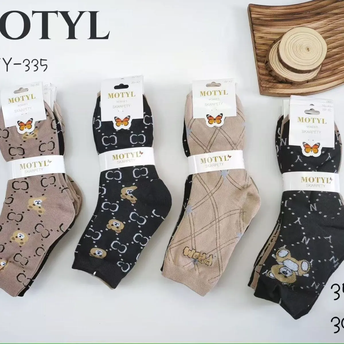 Skarpetki damskie Motylyl NO.ZY-335 wzory motyle