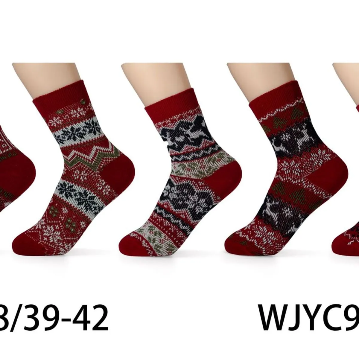 Skarpetki damskie świąteczne wz. norweski 35-38/39-42