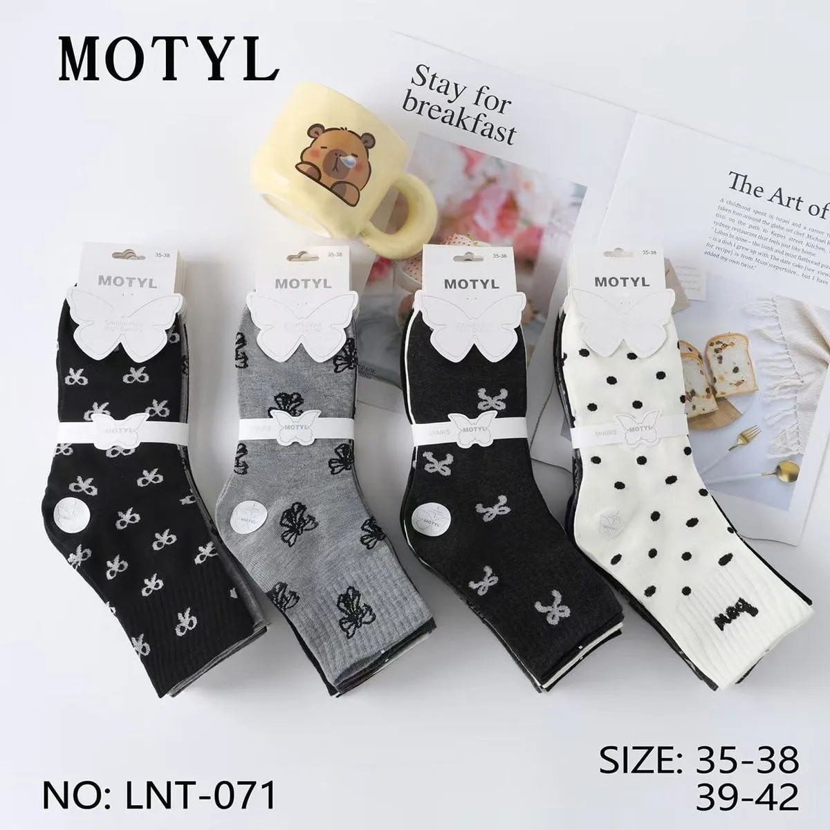Skarpetki damskie Motyl wzór 4 pary rozmiary 35-38/39-42