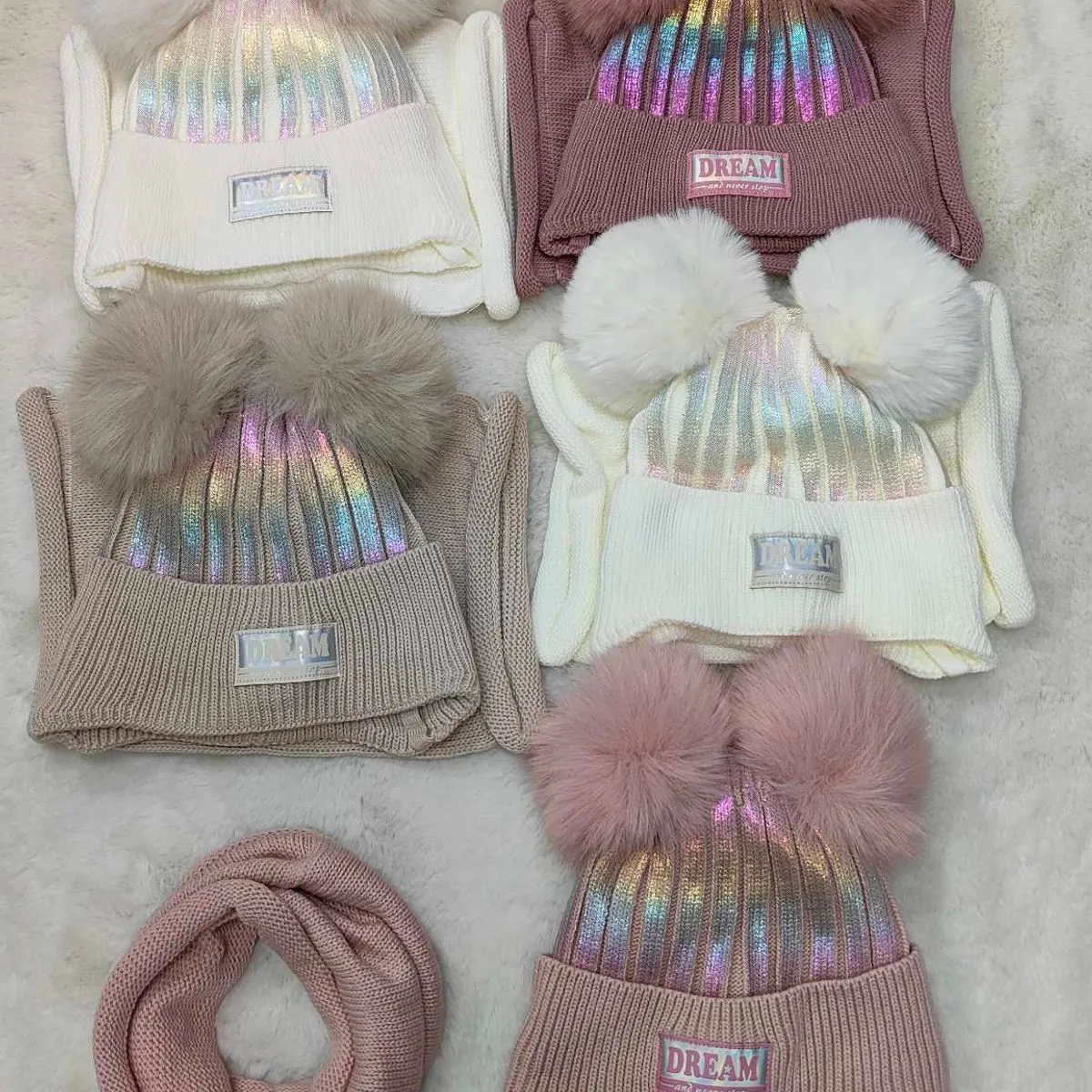 Komplet Czapka+Komin dla Dzieci 46-48 Różne Kolory