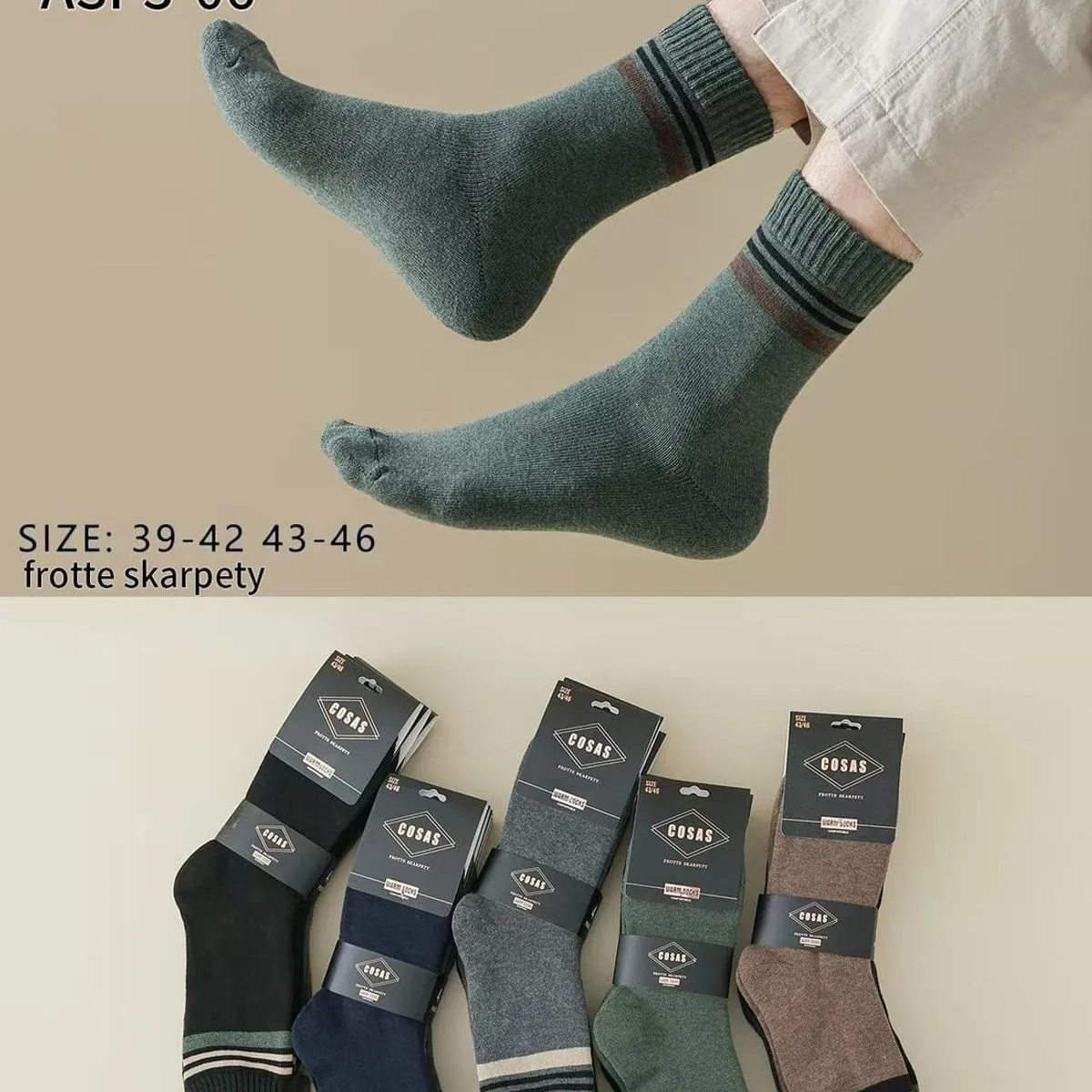 Skarpetki męskie frotte ASP-06, roz. 39-46, 400 szt/karton