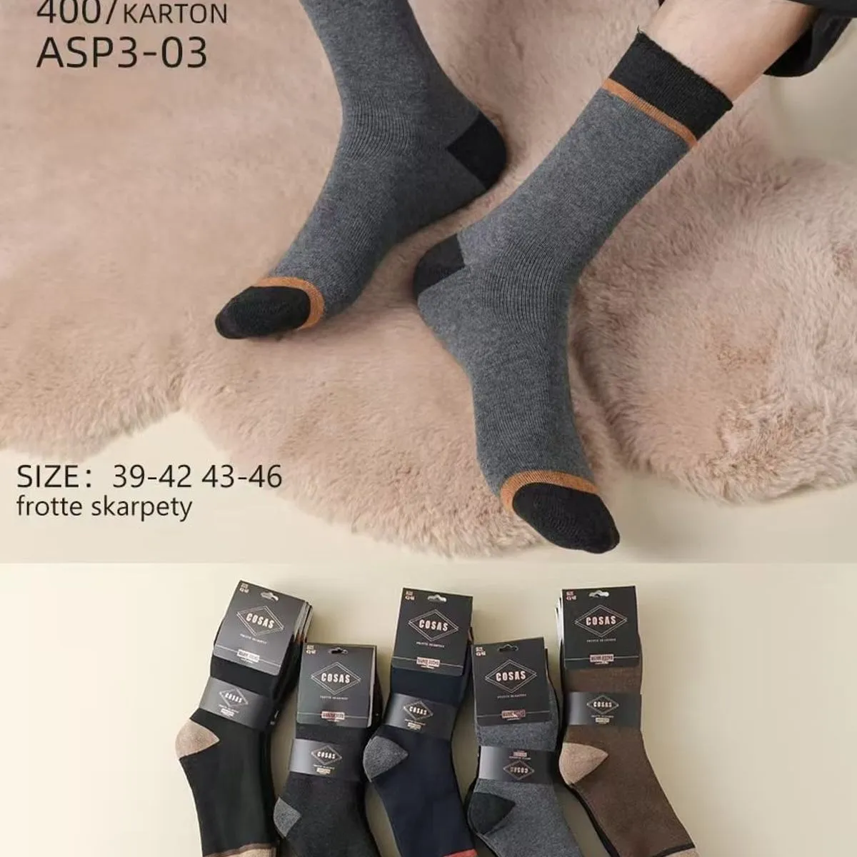 Skarpetki męskie frotte Cosas AS P3-03 sz