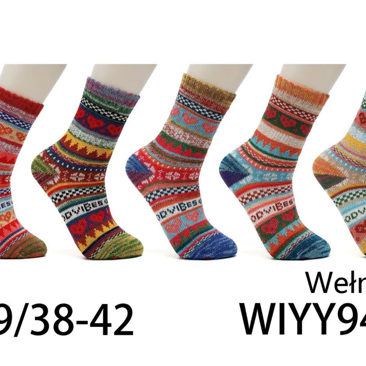 Skarpetki damskie wełniane wzorzyste 35-42 WIYY94406
