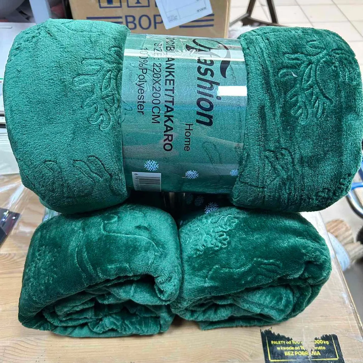 Koc Świąteczny 160x200cm Zielony Flocked Fashion Home