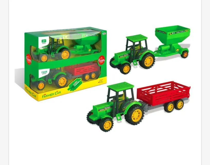 Zabawka Farmer Car traktor z przyczepą zielony