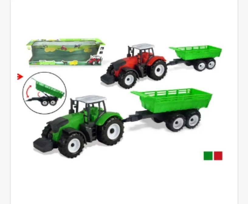 Zabawka traktor z przyczepą Farmer Car zielony/czerwony
