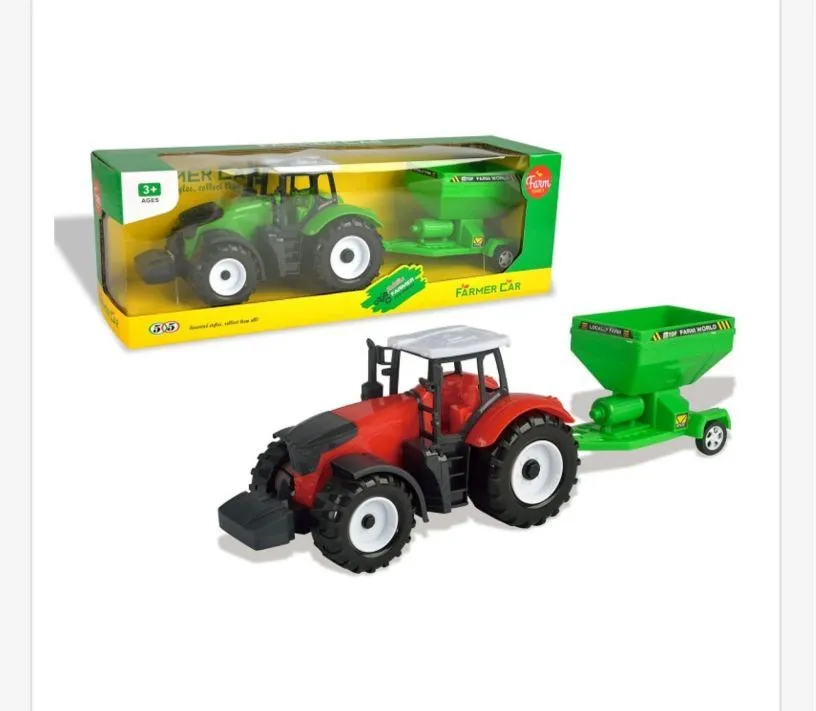 Zabawka traktor Farmer Ciąg + przyczepa zielona/czerwona