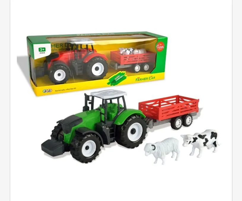 Zabawka traktor z przyczepą i krowami Farmer Car