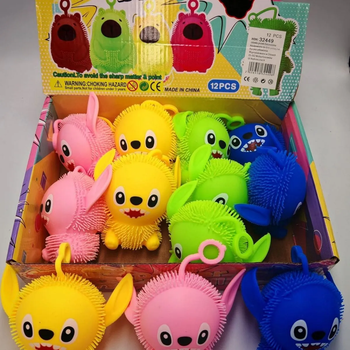 Gniotki Puffy Ball Squeeze Toys kolorowe 12 szt