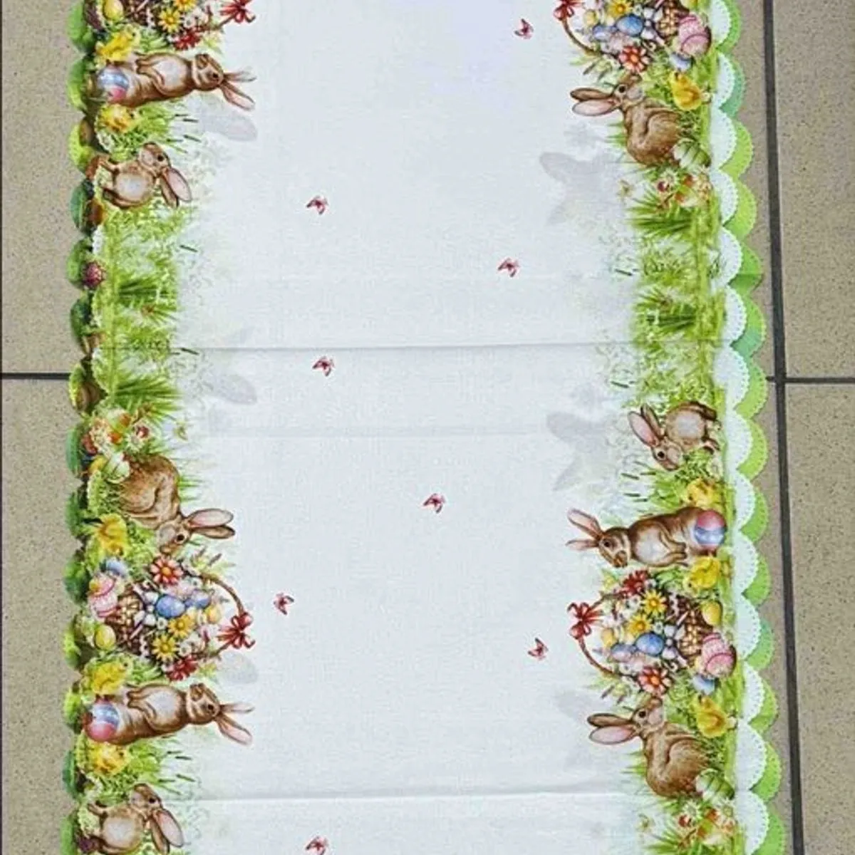 Bieżniki Wielkanocne 60/120 cm, biało-zielone