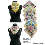 Chusta Damska Kwiatowa 70/70 cm Mix 12 szt