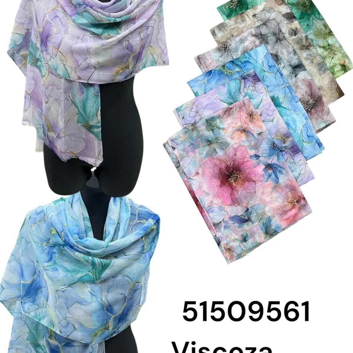 Szaliki damskie Viscosa Mix 12 szt/pak