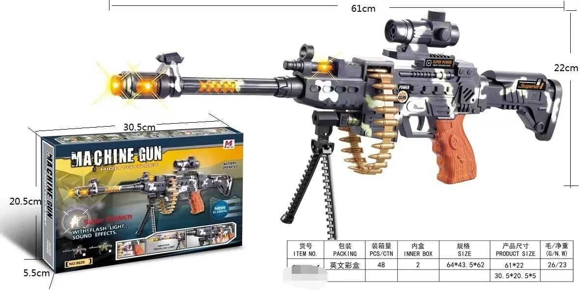 Pistolet maszynowy zabawka 61 cm z światłem i dźwiękiem