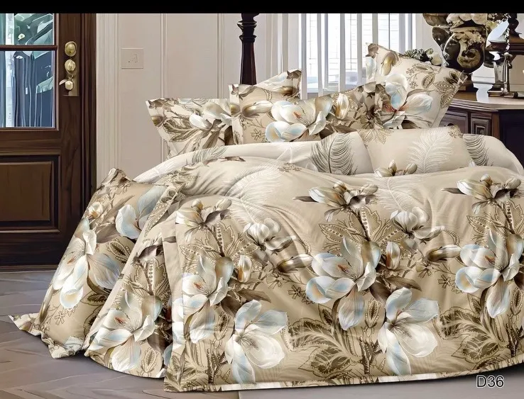 Komplet Pościel 4CZ 200/220 beżowy z magnoliami
