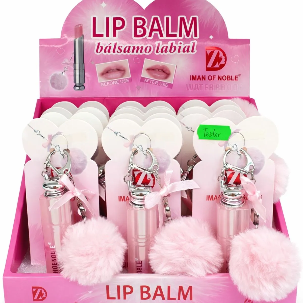 Lip Balm Iman Noble w tubce z breloczkiem 12 szt