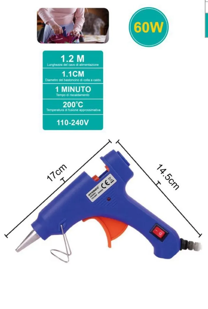 Pistolet do kleju na gorąco 60W niebieski