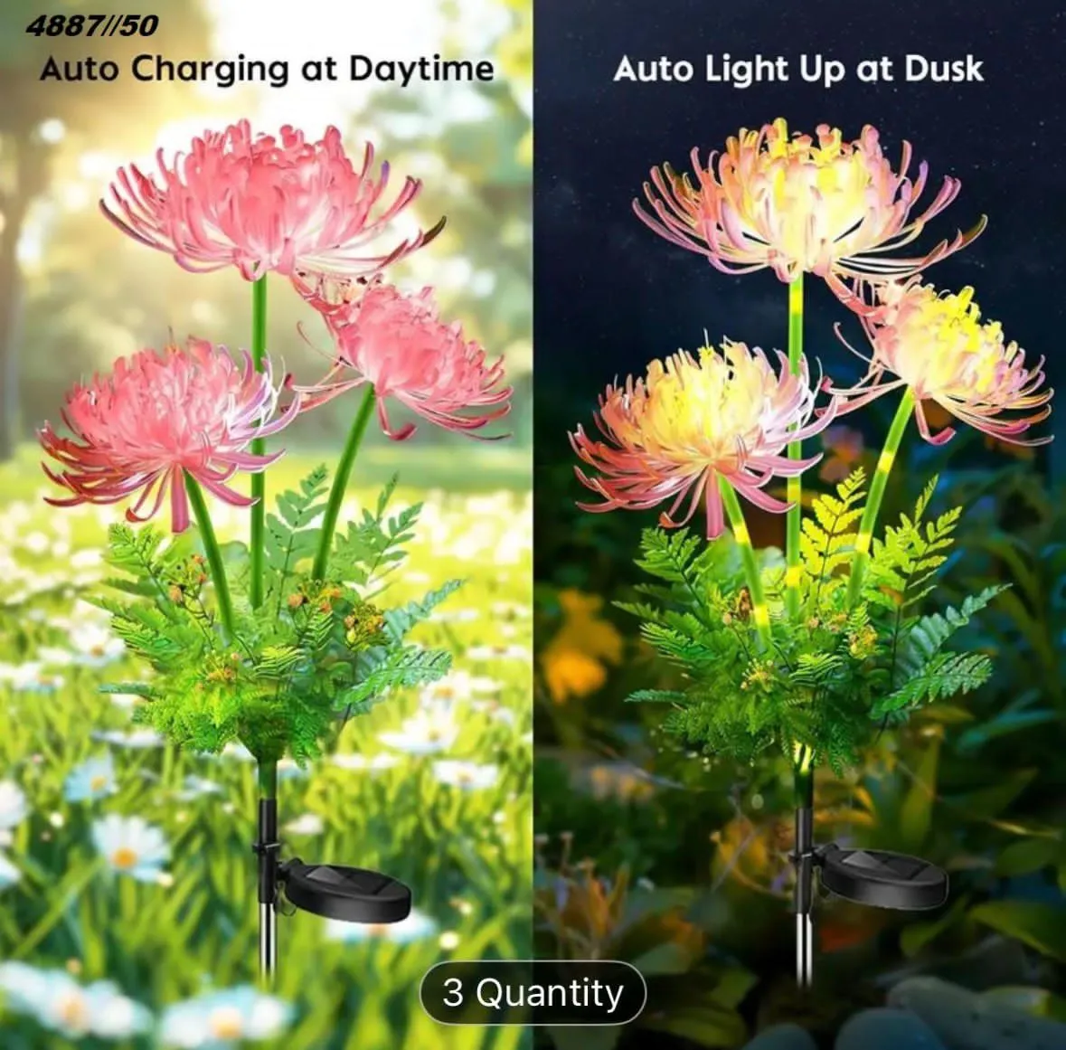 Dekoracyjne Lampy Solarne Kwiaty 2PCS do Ogrodu