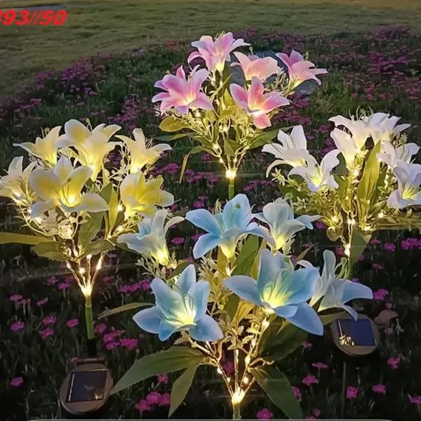Dekoracyjny Solarny Lampion Lilie do Ogrodu