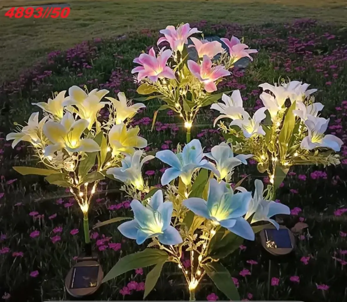 Dekoracyjny Solarny Lampion Lilie do Ogrodu