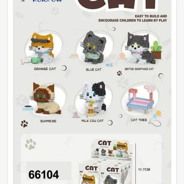 Klocki 7Toys Cat - zestawy kotów budowanie 12x11cm