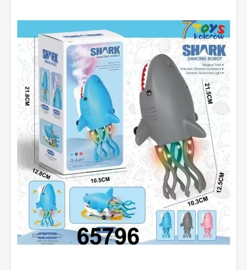Taniący Robot Rekin z Meduzą i LED 12cm