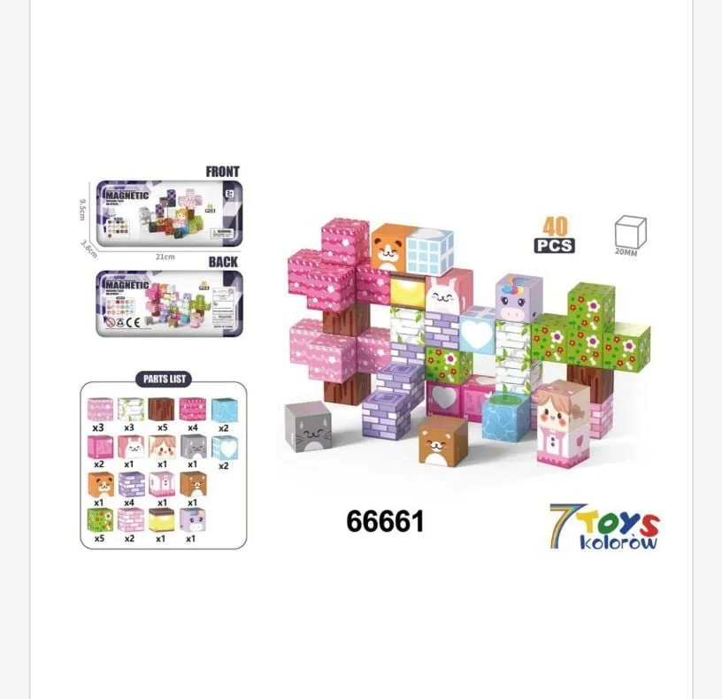 Klocki Magnetic Blocks 40 elementów 7Toys kolorowe