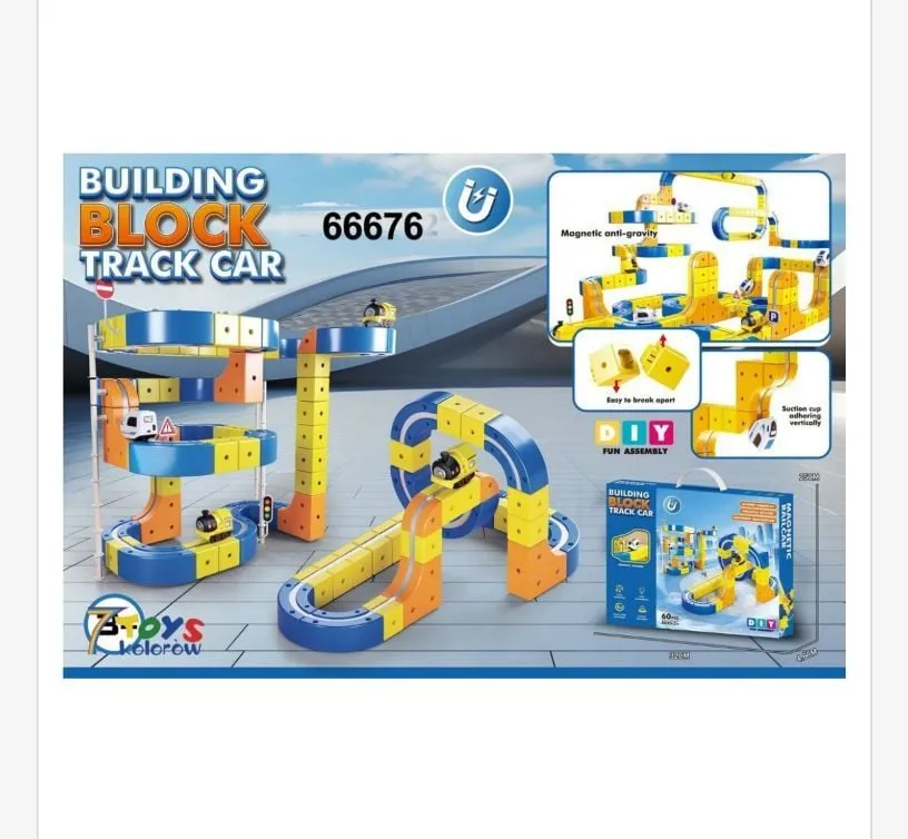 Zabawkowy tor wyścigowy z samochodem Building Block Track Car 66676