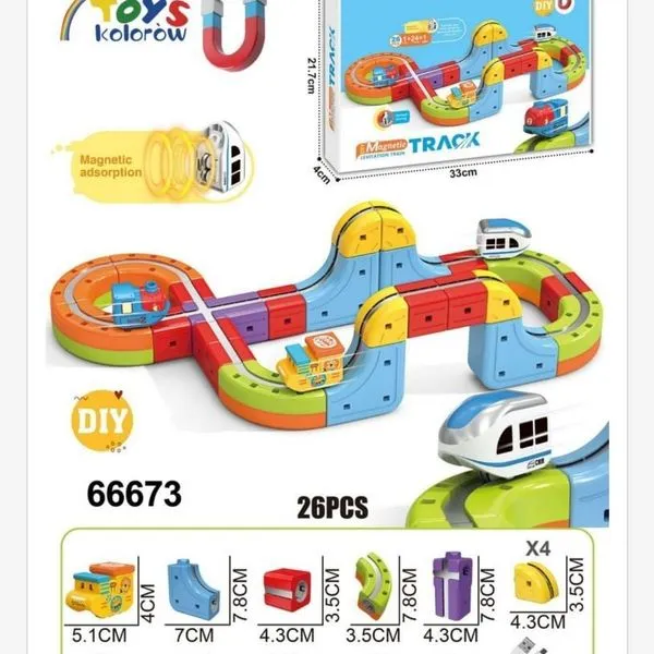 Magnetyczny tor wyścigowy z blokami 26 elementów 6673