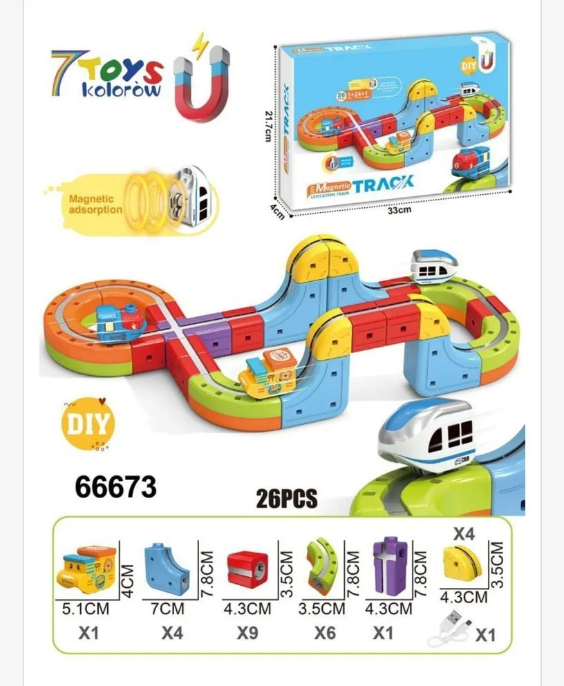Magnetyczny tor wyścigowy z blokami 26 elementów 6673