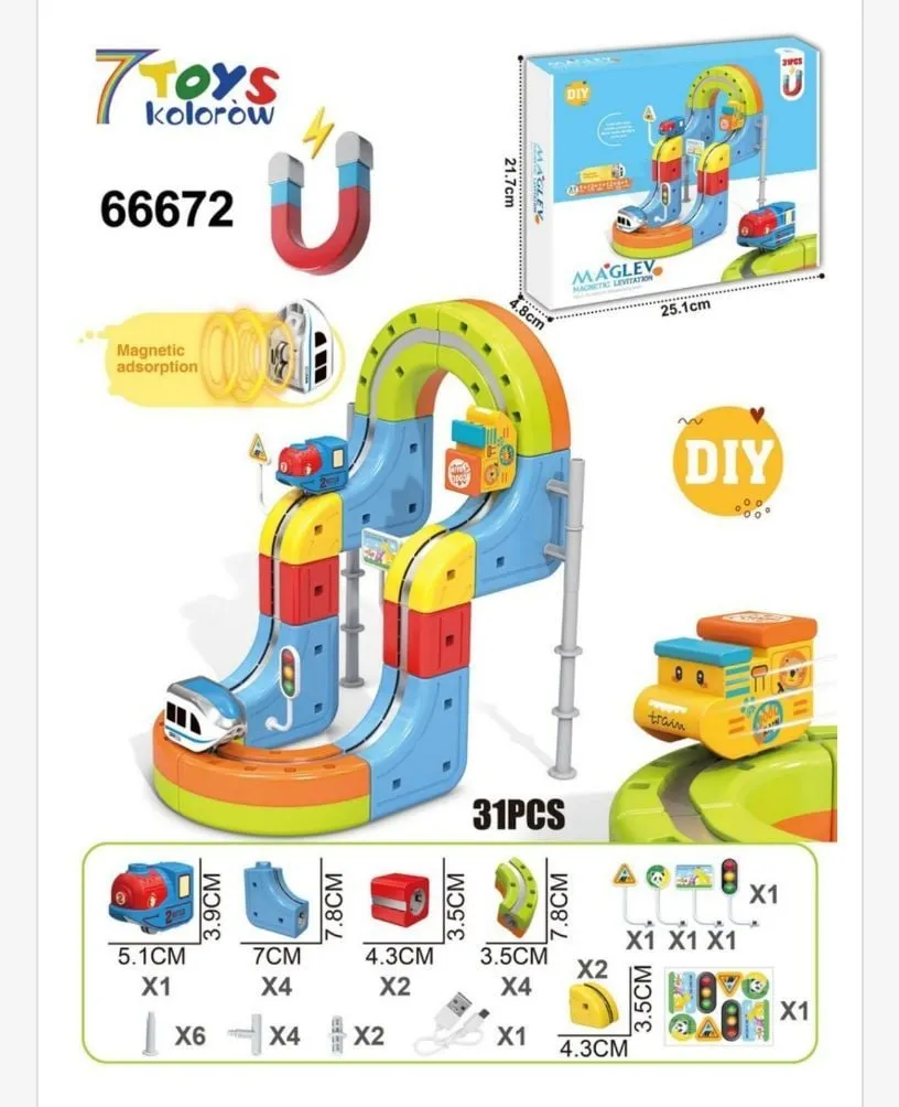 Zabawkowy tor wyścigowy z magnesami 31 elementów DIY